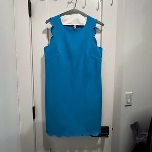 Blue JCrew Sleeveless Scalloped Dress
